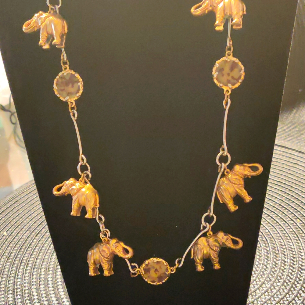 Vintage antique elephant necklace